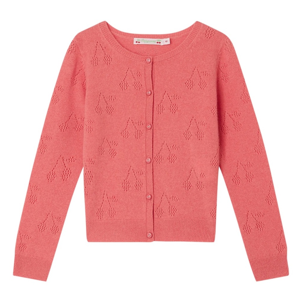 Bonpoint Pink Cherry Cardigan Sweater